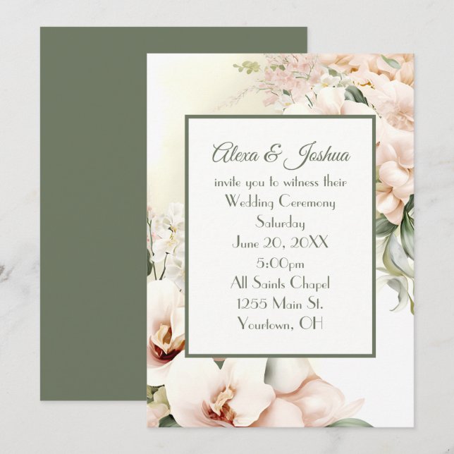 Invitación Marco floral boda (Anverso / Reverso)