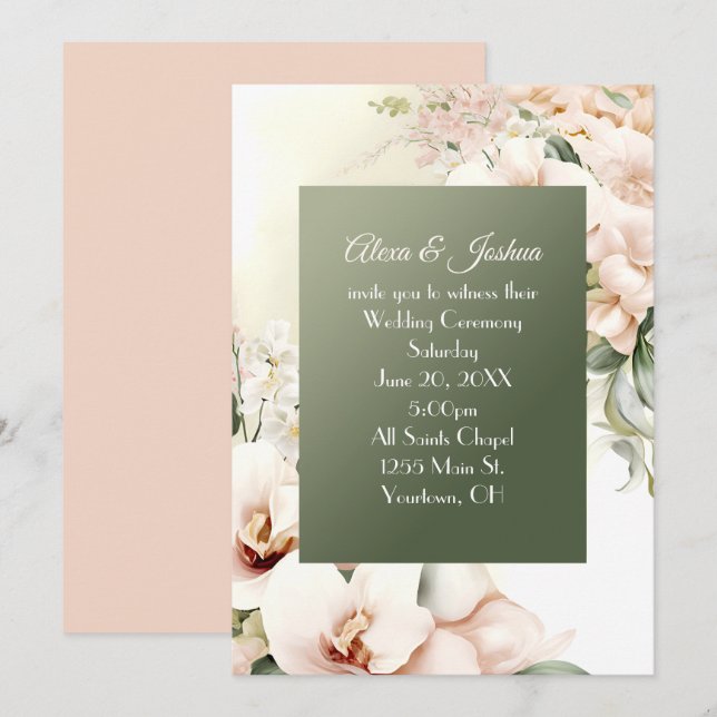 Invitación Marco floral boda (Anverso / Reverso)