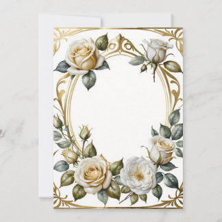 Invitación Marco floral boda romántico y dorado