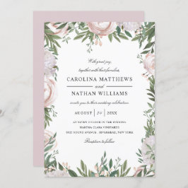 Invitación Marco floral bohemio elegante Boda malva claro