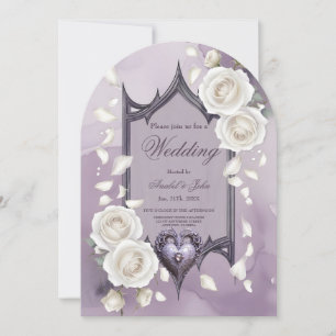 Invitación Marco floral con corazón y rosas blancas