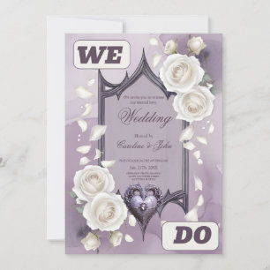 Invitación Marco floral con corazón y rosas blancas