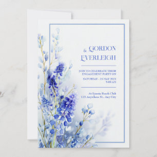 Invitación Marco floral de acuarela boda Muscari azul aireado