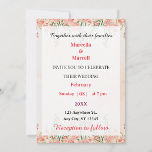 Invitación Marco floral de acuarela rosa suave