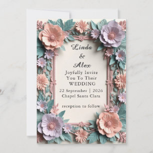 Invitación Marco Floral de Boda Elegante y Ornamentado