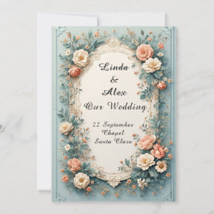 Invitación Marco Floral de Boda Elegante y Ornamentado