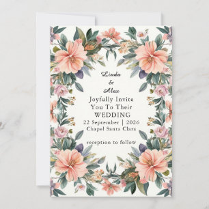 Invitación Marco Floral de Boda Elegante y Ornamentado