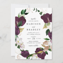 Invitación Marco floral de ciruela oscura | Boda