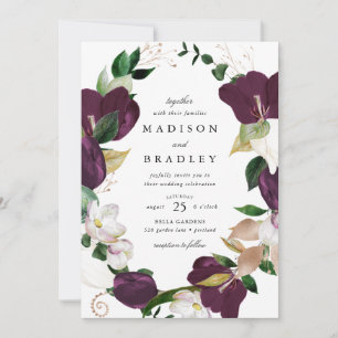 Invitación Marco floral de ciruela oscura   Boda