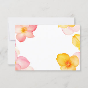Invitación Marco floral de esquina con flores rosadas y amari