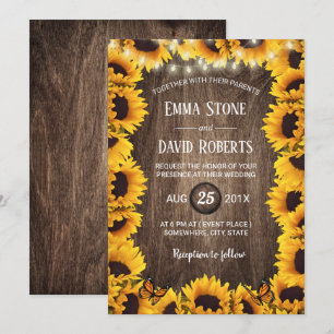 Invitación Marco floral de girasol ruso Boda de verano