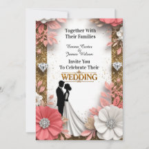 🌷 Marco Floral de Melocotón con Boda de Oro 💍