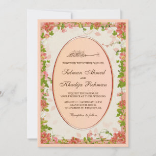 Invitación Marco floral de Naranja de época islámico Boda mus