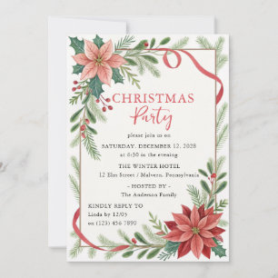 Invitación Marco floral de Navidad fiesta de vacaciones