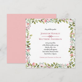 Invitación Marco floral de peonías rosadas y eucalipto