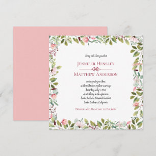 Invitación Marco floral de peonías rosadas y eucalipto