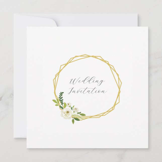 Invitación Marco Floral de Rosa Blanca de Lujo (Anverso)