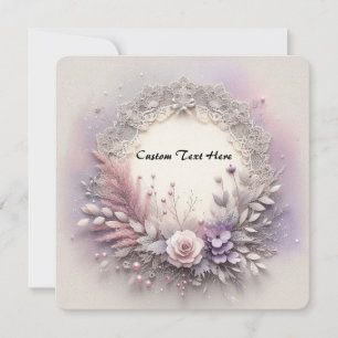 Invitación Marco Floral Delicado Con Detalles De Lace