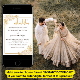 Invitación Marco floral dorado Boda musulmán islámico