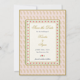 Invitación Marco floral étnico rosado boda indio