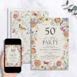 Invitación Marco Floral Floral Flor Silvestre Presionado 50 c<br><div class="desc">Presentamos nuestra asombrosa flor silvestre floral con 50 años de invitación! Ya sea que esté planeando una celebración de 50 años para usted o para otra persona, deje que esta carta invitante y creativa marque el tono del día. Nuestro diseño presenta flores de acuarela de color vivo con libélulas, abejas...</div>