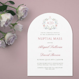 Invitación Marco floral Masa nupcial Boda religioso