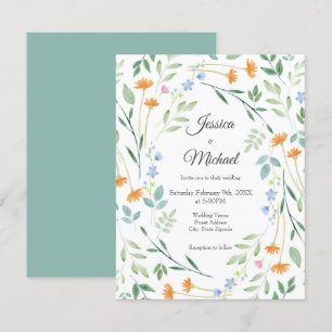 Invitación Marco floral mixto de acuarela
