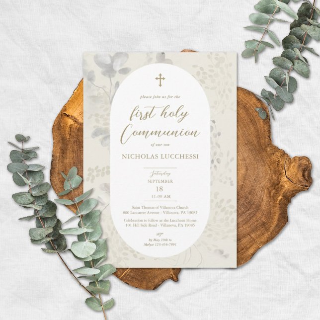 Invitación Marco floral moderno Género Comunión neutra (Subido por el creador)