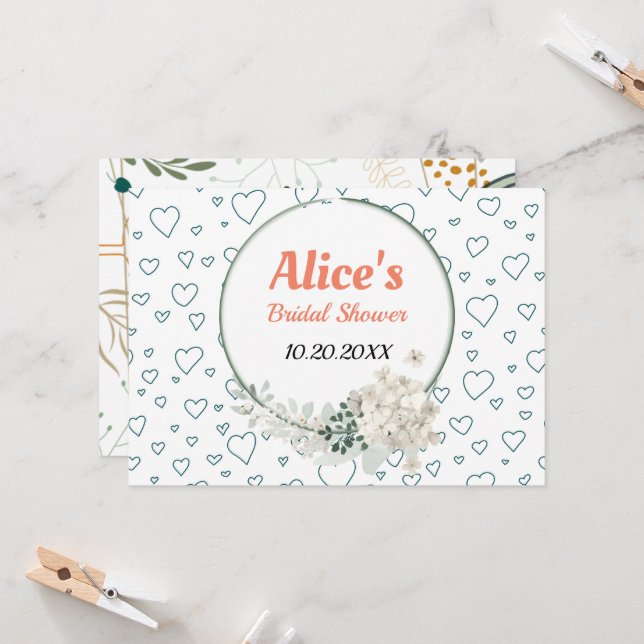 Invitación Marco floral moderno y personalizado, funda de duc (Anverso/Reverso In Situ)