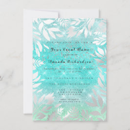 Invitación Marco floral ombre brillo cielo océano azul