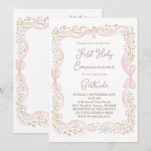 Invitación marco floral Primera Comunión