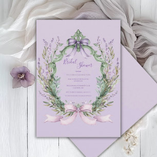 Invitación Marco Floral Púrpura con Lazo Elegante para Desped