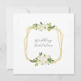 Invitación Marco Floral Rosa Blanca de Lujo