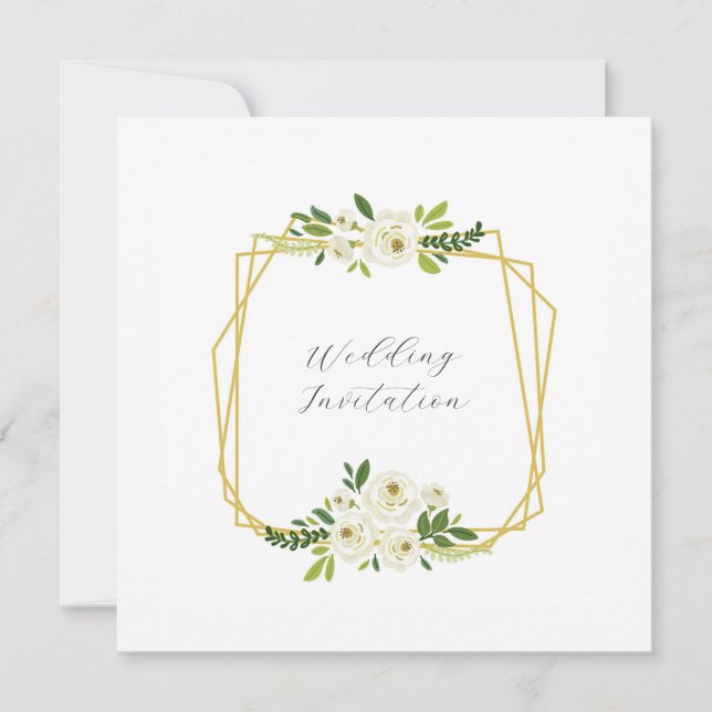 Invitación Marco Floral Rosa Blanca de Lujo (Anverso)