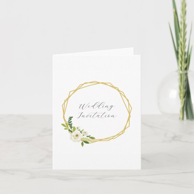 Invitación Marco Floral Rosa Blanca de Lujo (Anverso)