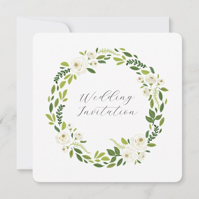Invitación Marco Floral Rosa Blanca de Lujo (Anverso)