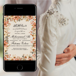Invitación Marco floral rosa Boda musulmán Nikah Walima