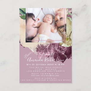 Invitación Marco floral rosa de Marsala, Chica de Baby Shower