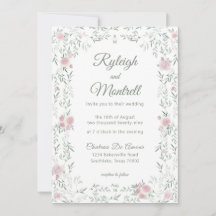 Marco floral rosas rosadas y follaje romántico