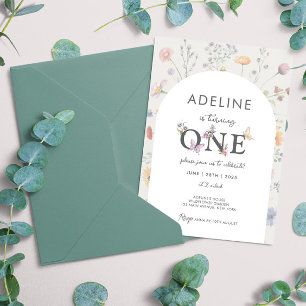 Invitación Marco floral silvestre Flor silvestre Primer Chica