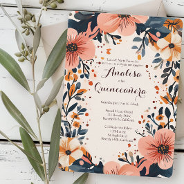 Invitación Marco floral suave Quinceañera PERSONALIZADO
