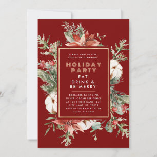 Invitación Marco floral tema Navidad Fiesta de vacaciones