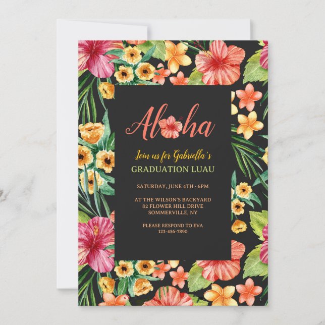 Invitación Marco floral tropical (Anverso)