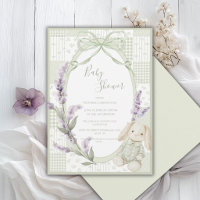 Marco floral verde con elegante lazo para baby sho