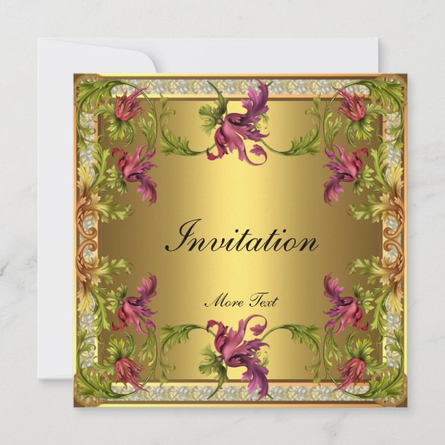 Invitación Marco floral victoriano vintage (Anverso)
