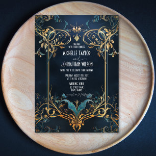 Invitación Marco floral vintage Art Nouveau Alfonse Mucha