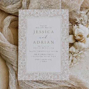 Invitación Marco Floral Vintage Boda