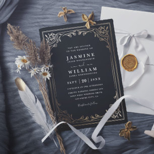 Invitación Marco floral vintage elegante chic boda moderna
