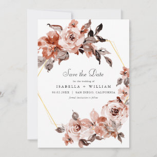 Invitación Marco floral y dorado de Siena Guardar la fecha