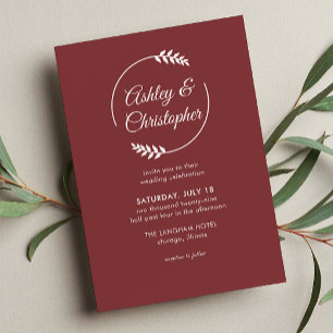 Invitación Marco Foliage moderno Boda Rosewood rojo